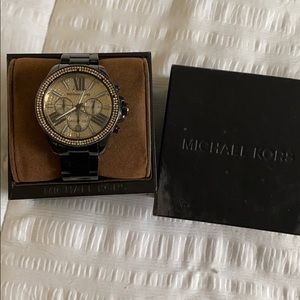 Michael Kors black and diamond gold watch